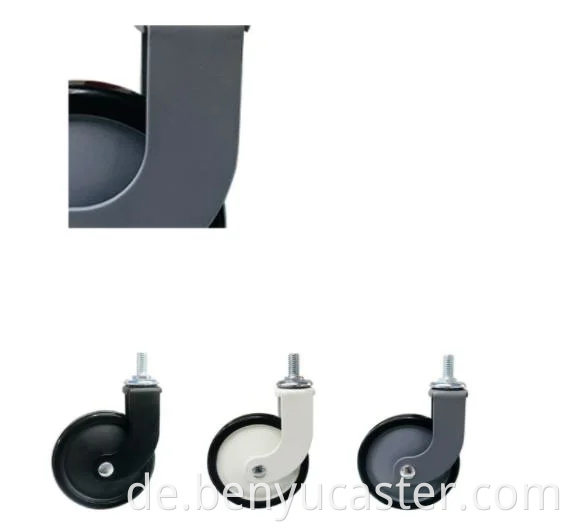 3 "Caster Wheel PP 75 mm Raddurchmesser 18 kg Ladungskapazität in Schwarz